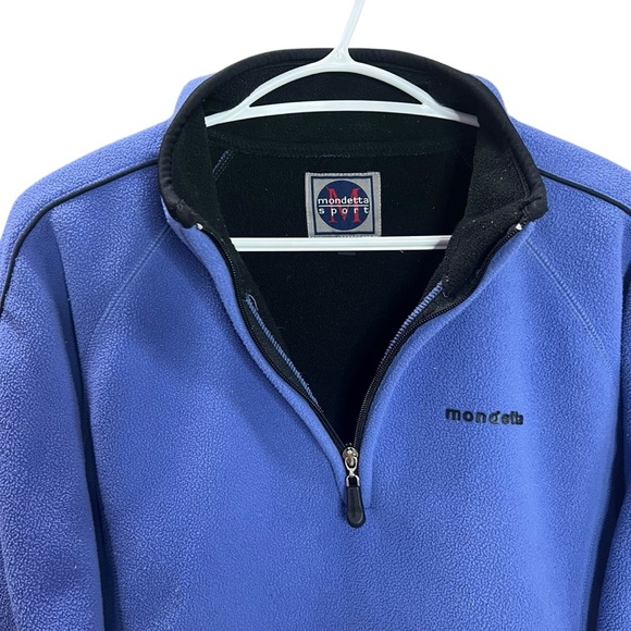 MONDETTA SPORT Blue Quarter-Zip Fleece Pullover Athleisure Sweater size Medium - Picture 5 of 9